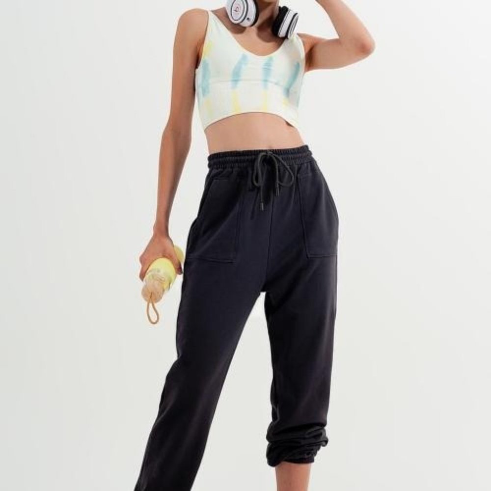 Chasing You Cropped Top and Jogger Set in Dark Gre